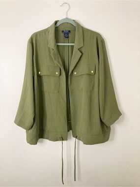 New York Clothing Co Olive Green Utility Cargo Shacket Jacket 2X EUC